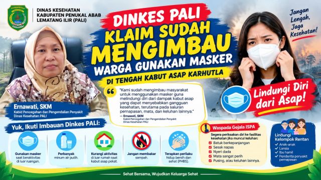 Dinkes PALI Klaim Sudah Imbau Warga Gunakan Masker di Tengah Kabut Asap Karhutla