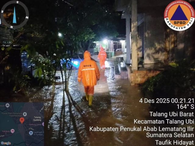 Banjir Genangi Beberapa Wilayah di Talang Ubi Timur, BPBD Siaga di Lapangan