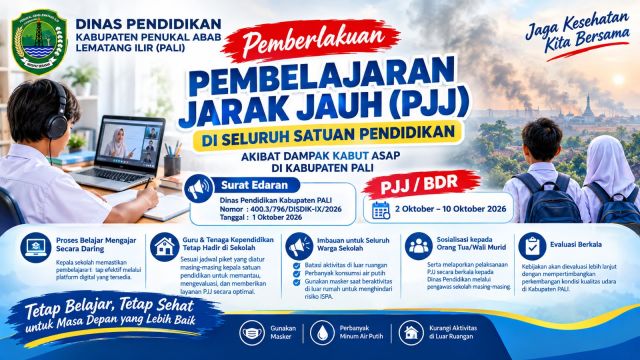 Kualitas Udara Sangat Tidak Sehat, Disdik PALI Berlakukan Pembelajaran Jarak Jauh