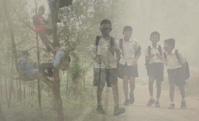 Dilema Sekolah Daring, Antara Asap dan Sinyal